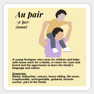 Au pair definition- yellow male Sticker